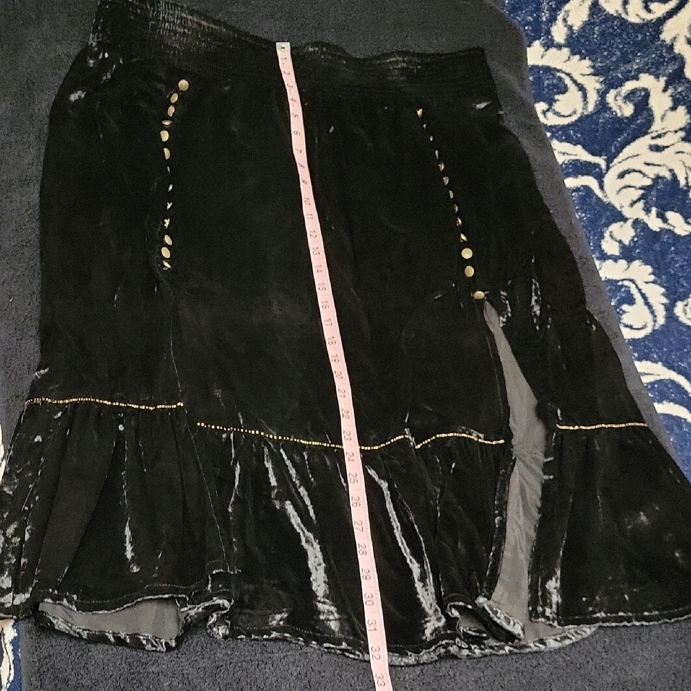 Shyanne Black Velvet Skirt with Gold Accents